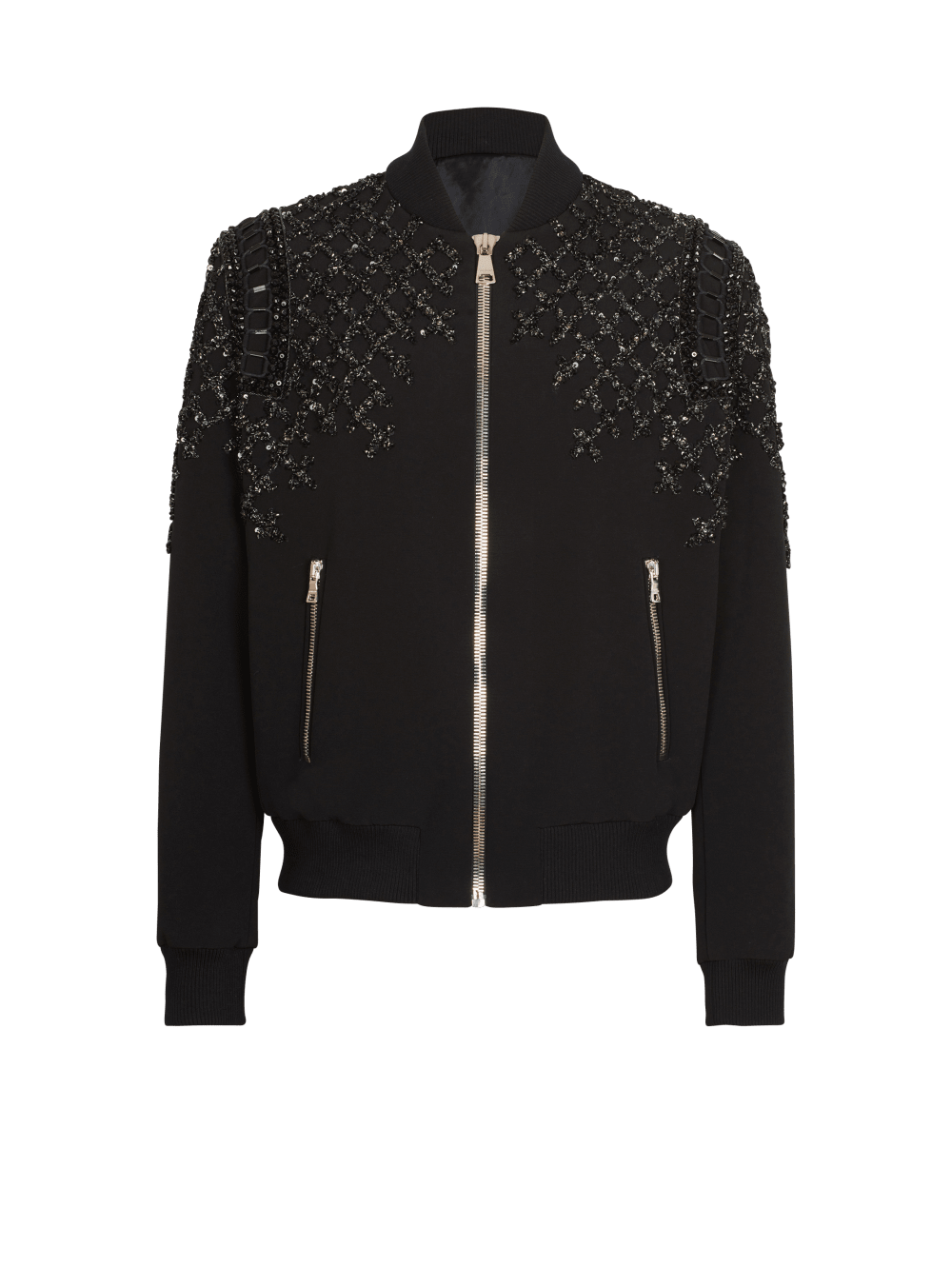 Men\'s Balmain Embroidered Crepe Bomber Jackets Black | USA QRTKhBA8