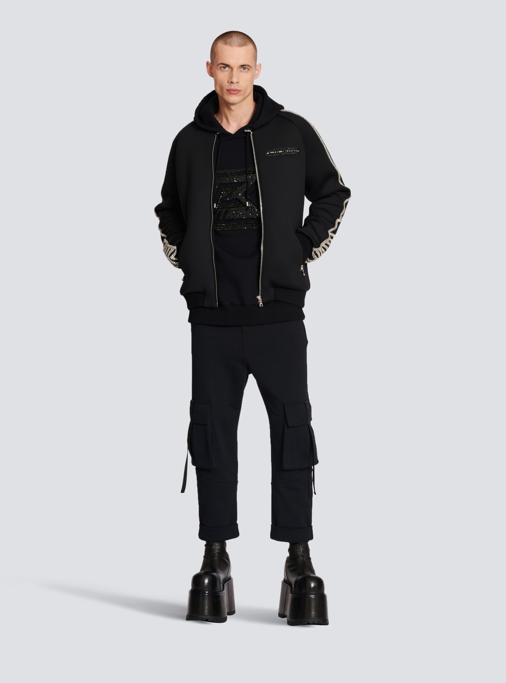 Men's Balmain Embroidered Neoprene Bomber Jackets Black | USA rTsIId9s