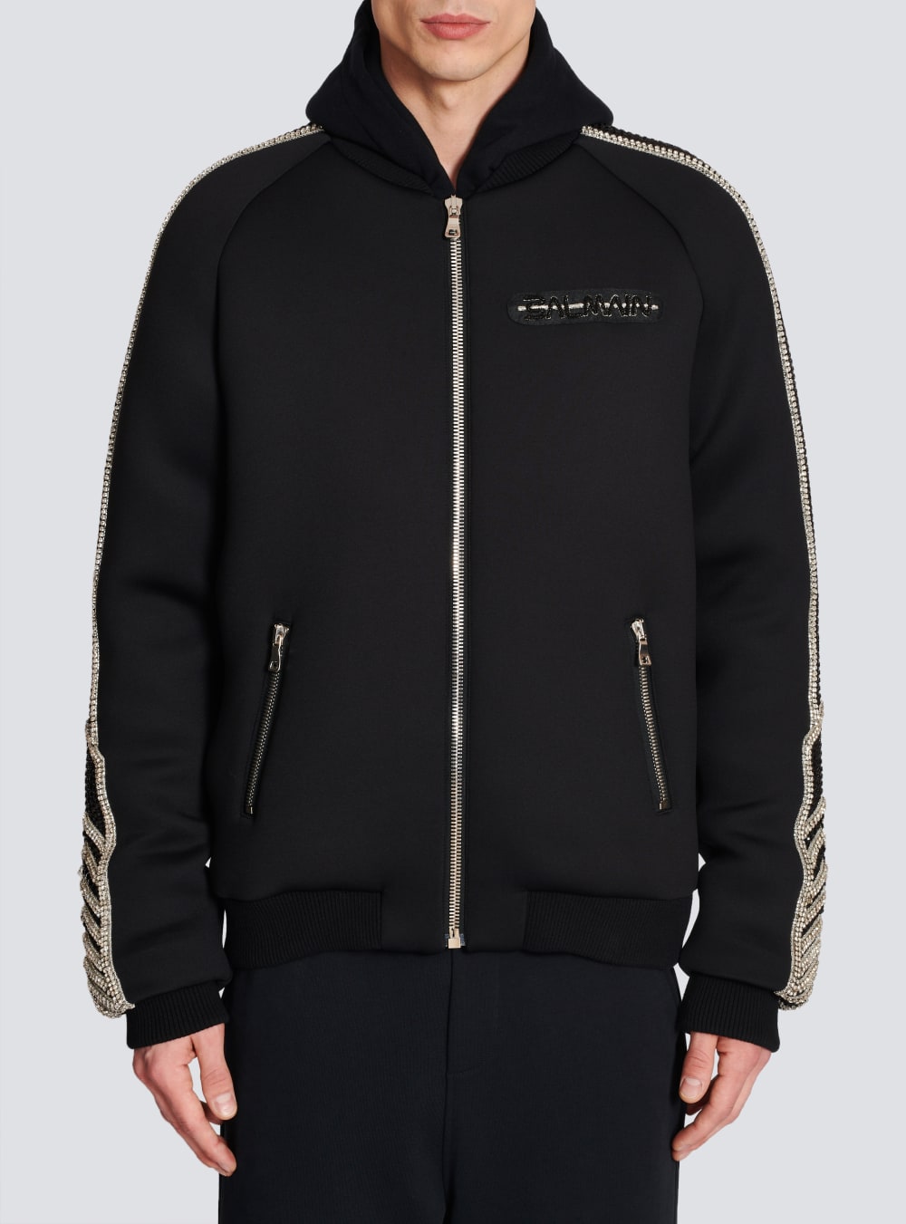 Men's Balmain Embroidered Neoprene Bomber Jackets Black | USA rTsIId9s