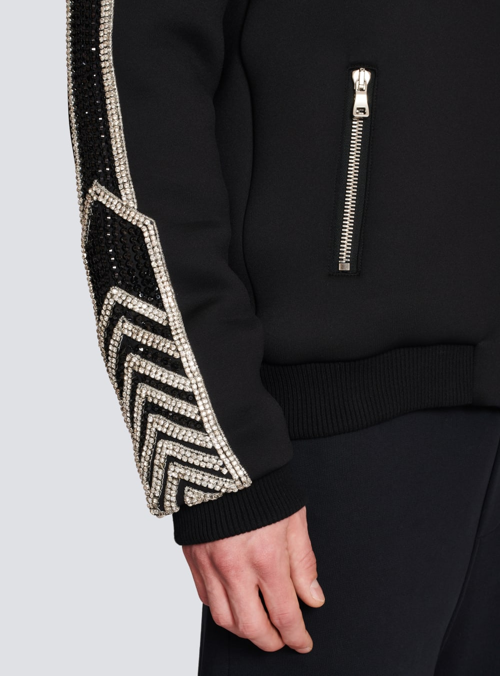 Men's Balmain Embroidered Neoprene Bomber Jackets Black | USA rTsIId9s