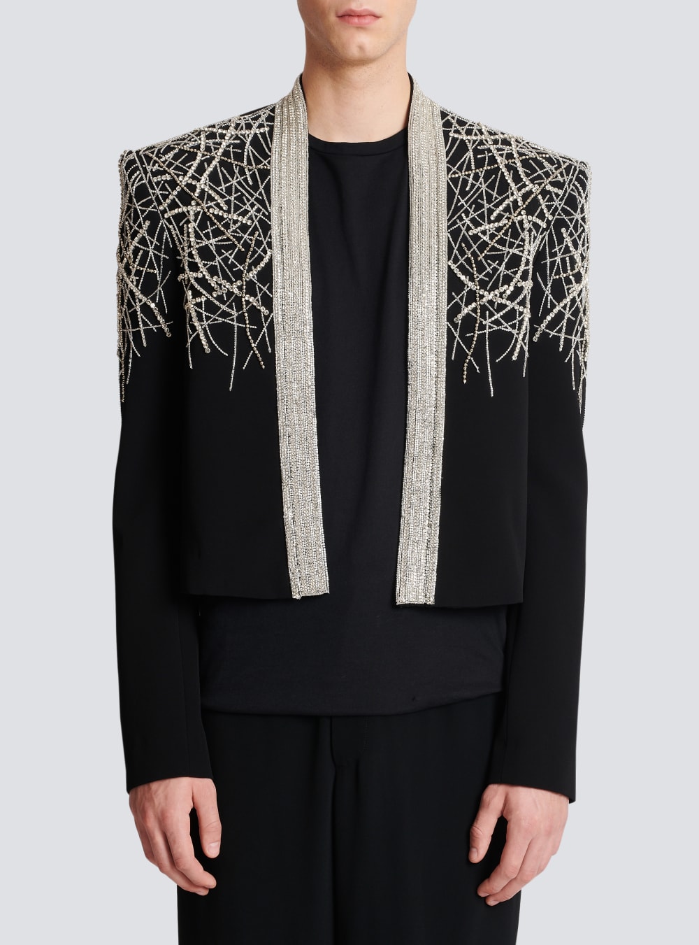 Men's Balmain Embroidered Spencer Jackets Black | USA RZrrEooI