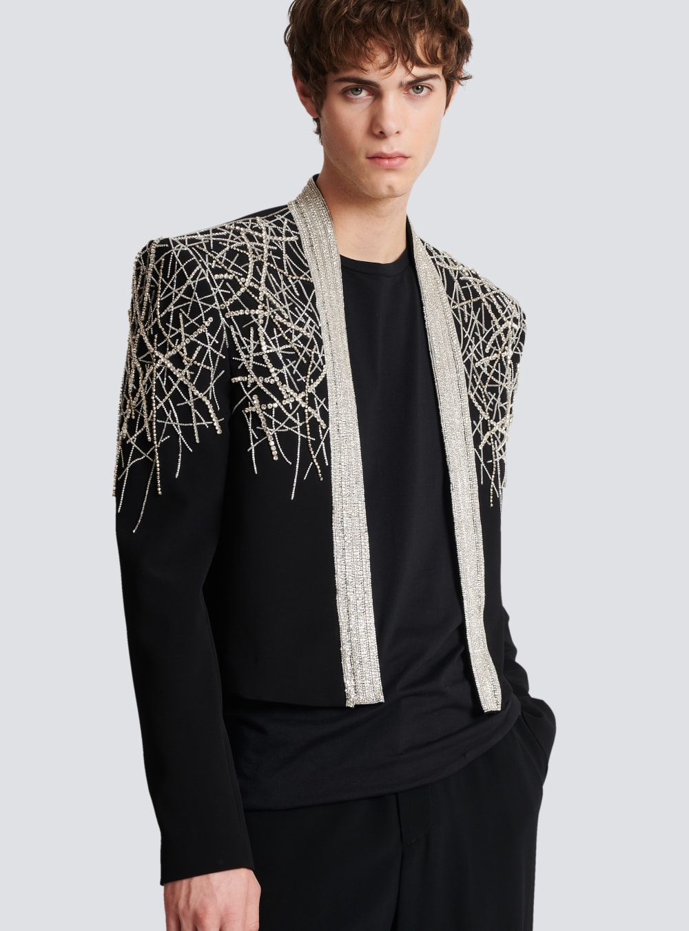 Men's Balmain Embroidered Spencer Jackets Black | USA RZrrEooI