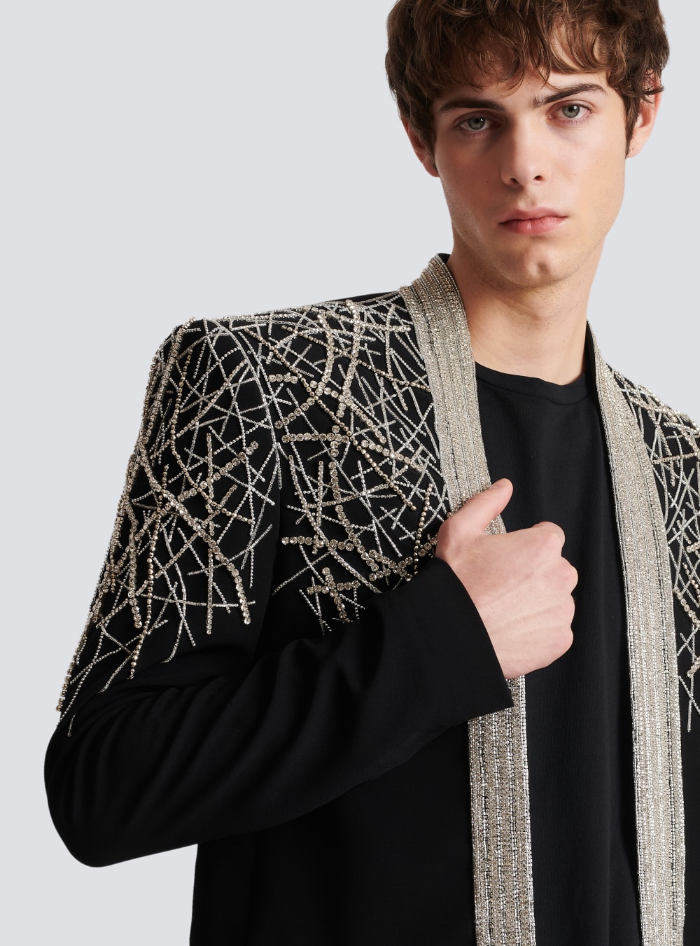 Men's Balmain Embroidered Spencer Jackets Black | USA RZrrEooI