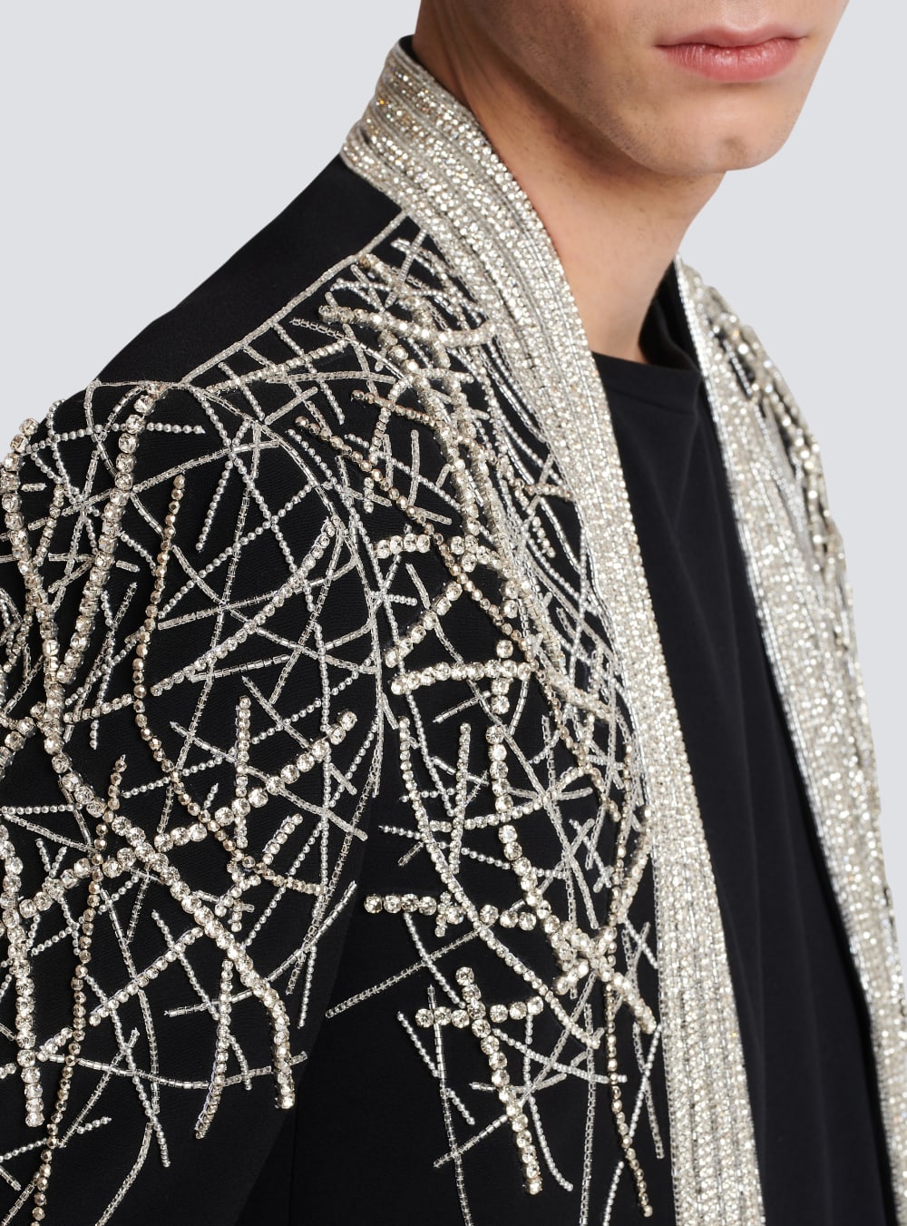 Men's Balmain Embroidered Spencer Jackets Black | USA RZrrEooI