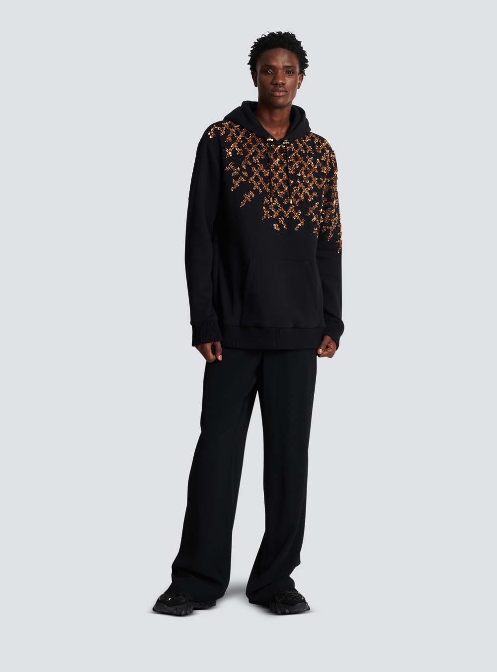 Men's Balmain Embroidered Sweatshirts Black | USA TX7ts8Ut