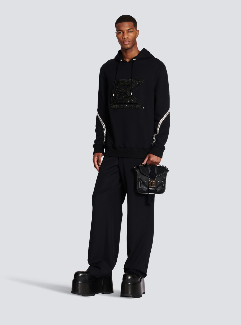 Men's Balmain Embroidered Sweatshirts Black | USA n2B9p0lP