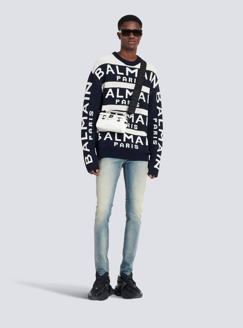 Men's Balmain Embroidered With Paris Logo Sweaters Black | USA j0vCf3tI