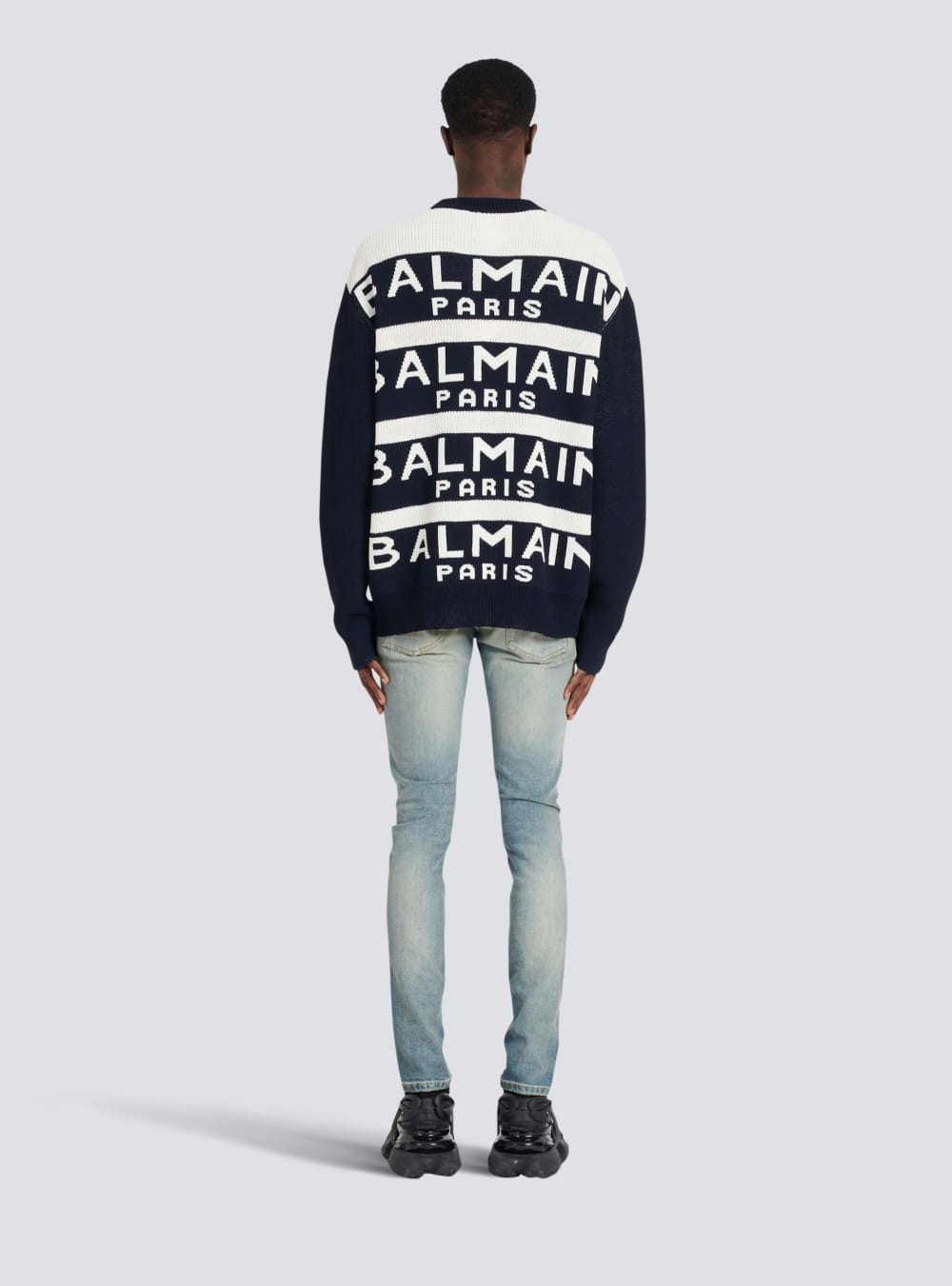 Men's Balmain Embroidered With Paris Logo Sweaters Black | USA j0vCf3tI