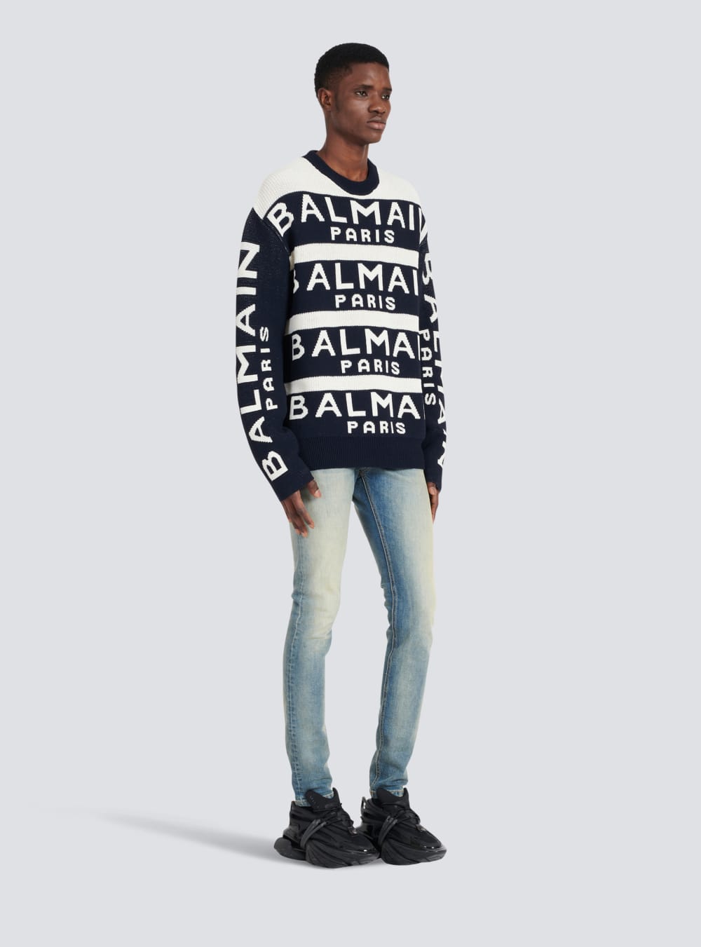 Men's Balmain Embroidered With Paris Logo Sweaters Black | USA j0vCf3tI