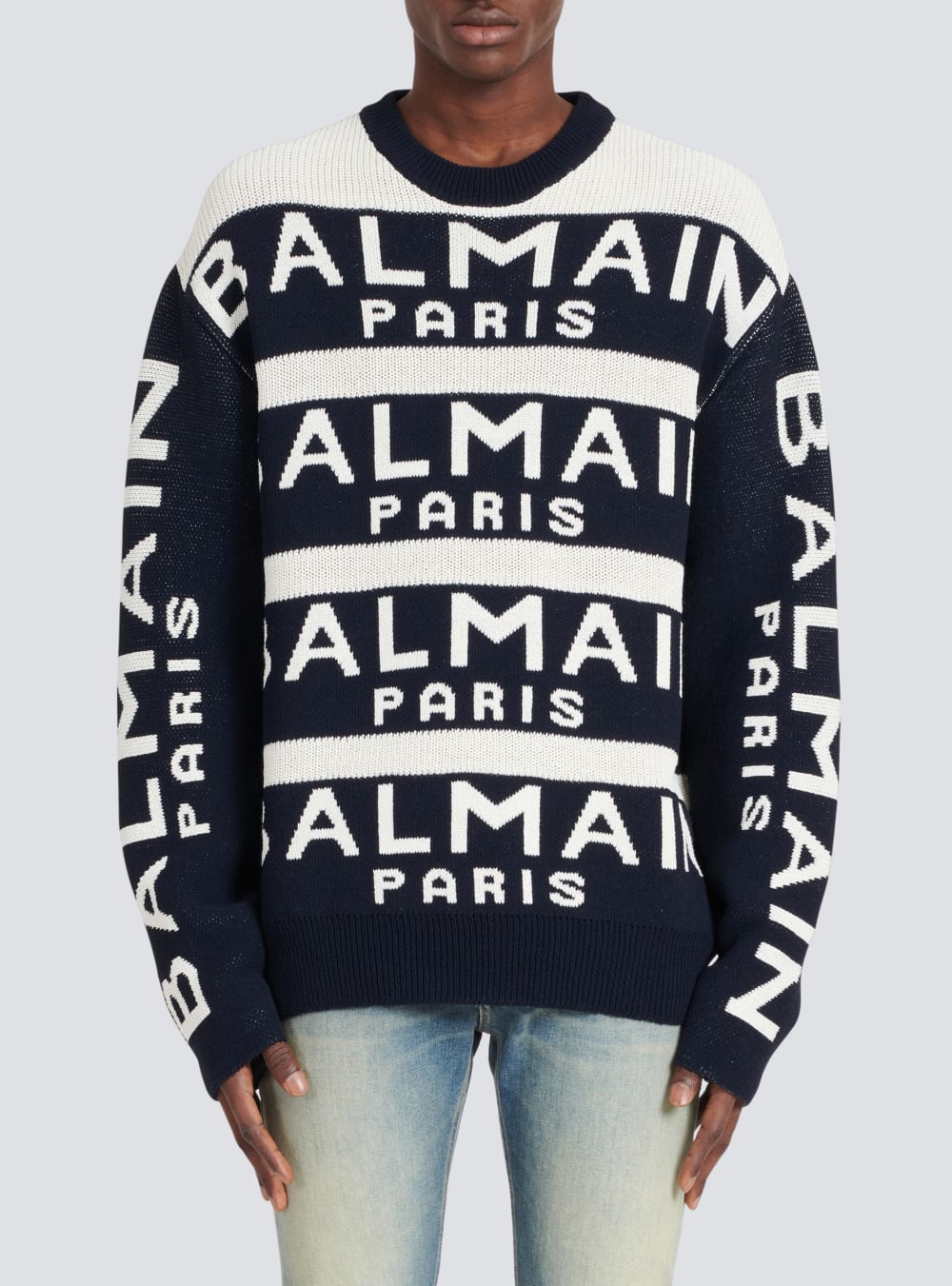 Men's Balmain Embroidered With Paris Logo Sweaters Black | USA j0vCf3tI