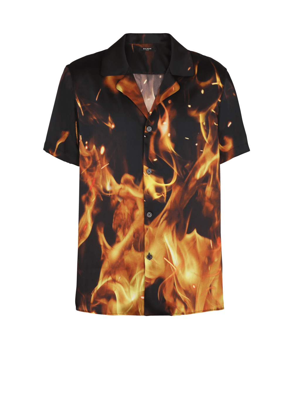 Men\'s Balmain Fire Print Pyjama-style Shirts Orange | USA qLCpMItP