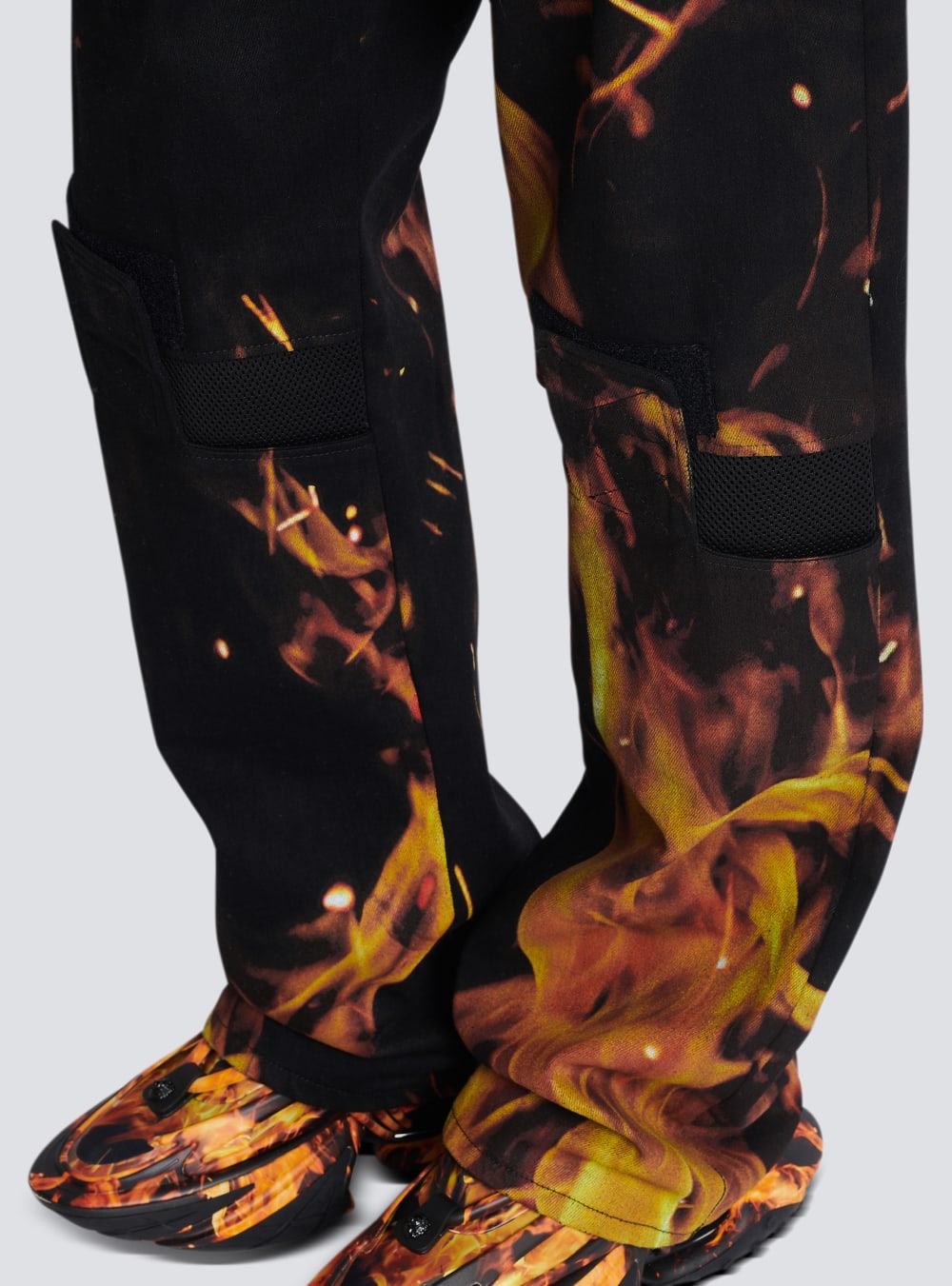 Men's Balmain Fire Print With Inserts Jeans Orange | USA gyyUHbbW