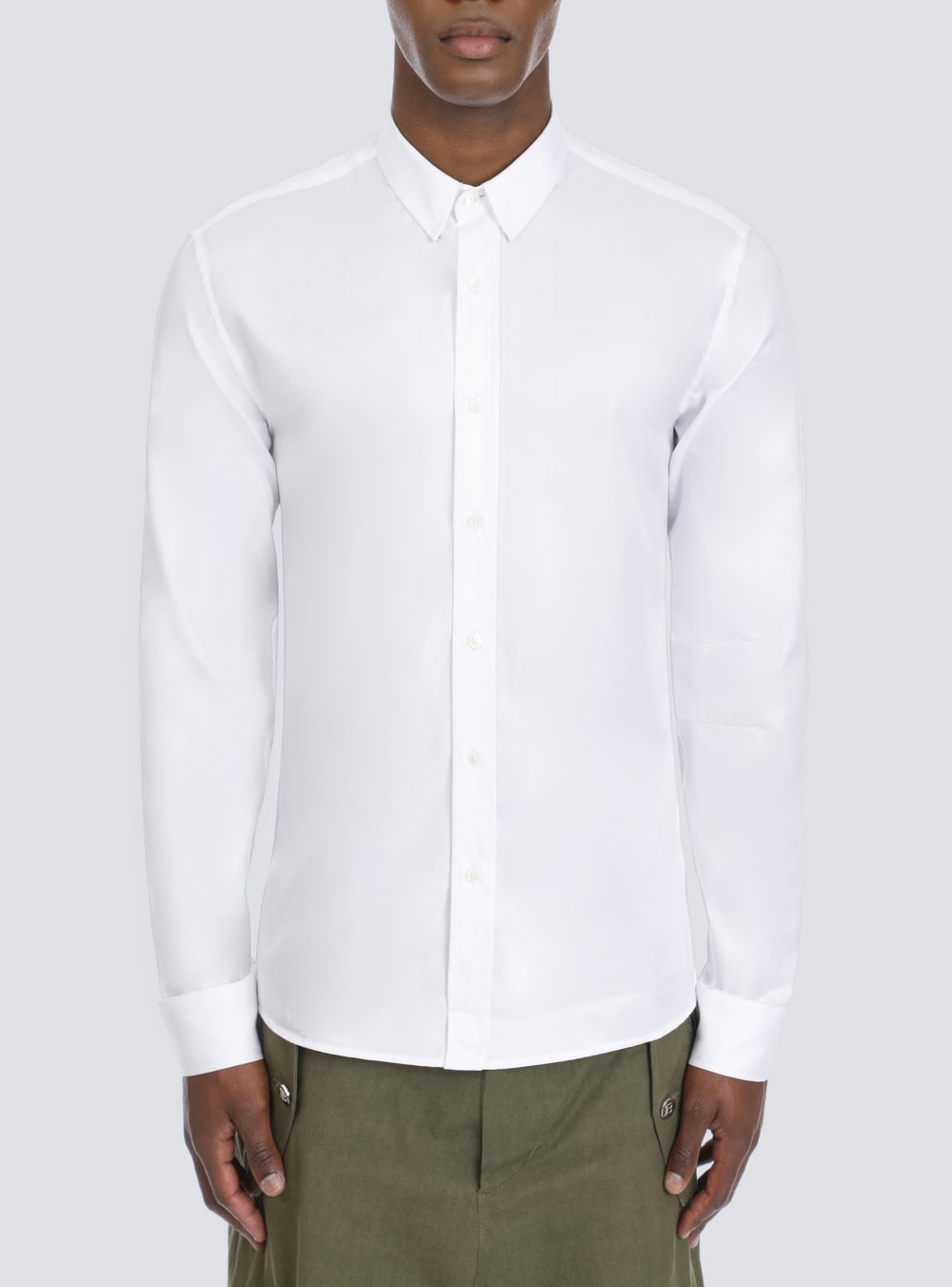 Men's Balmain Fitted White Cotton Shirts White | USA mw1wXivM