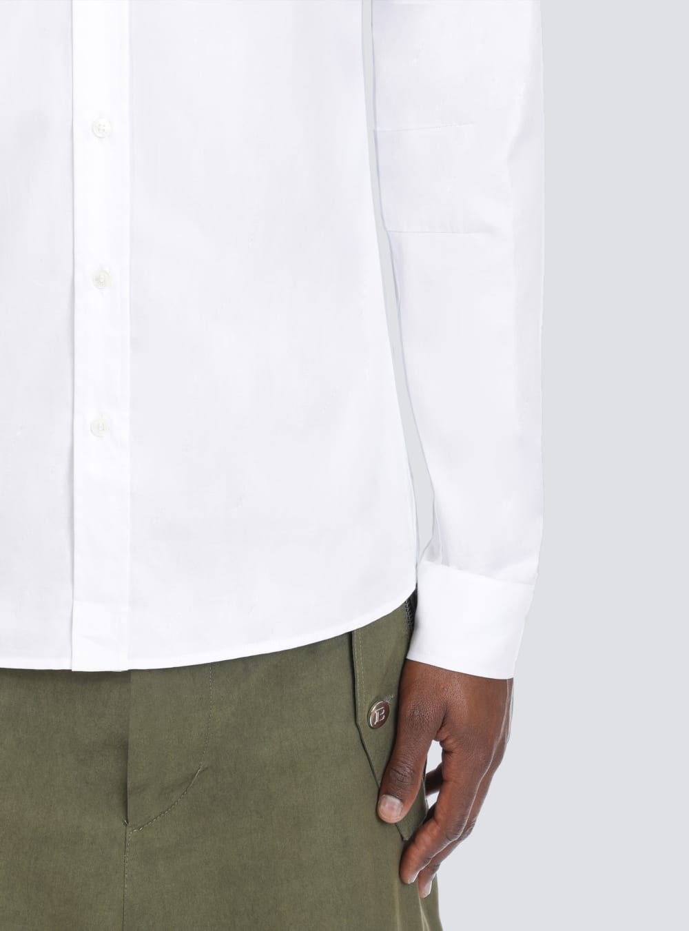 Men's Balmain Fitted White Cotton Shirts White | USA mw1wXivM