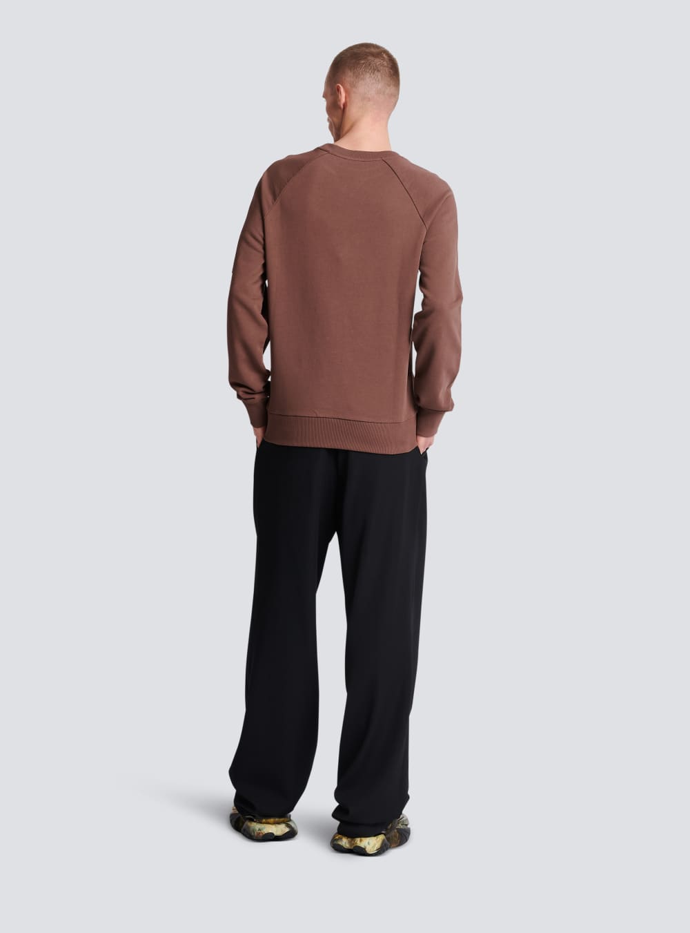 Men's Balmain Flocked Logo Sweatshirts Brown | USA OCAcbwj7