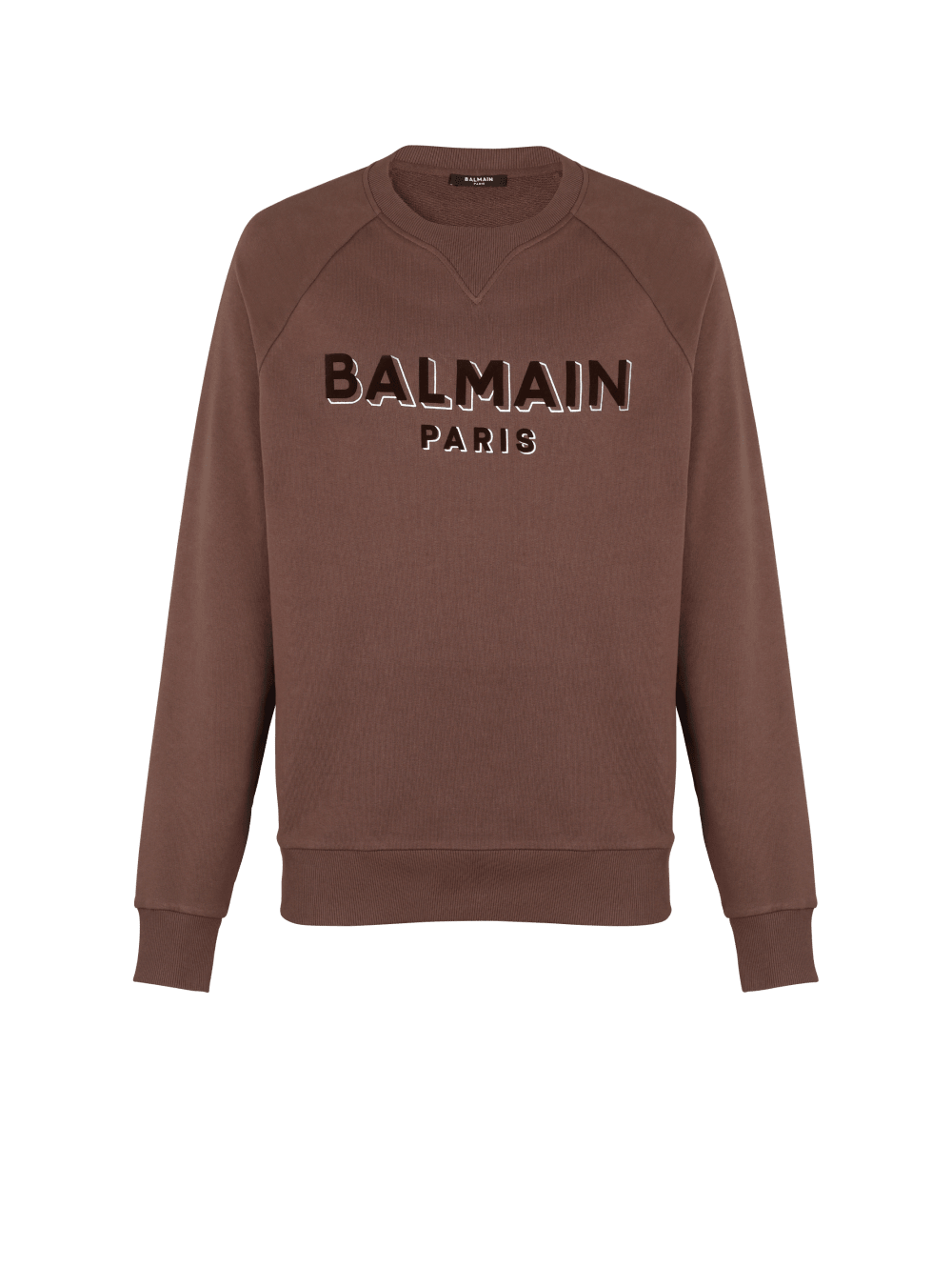 Men\'s Balmain Flocked Logo Sweatshirts Brown | USA OCAcbwj7