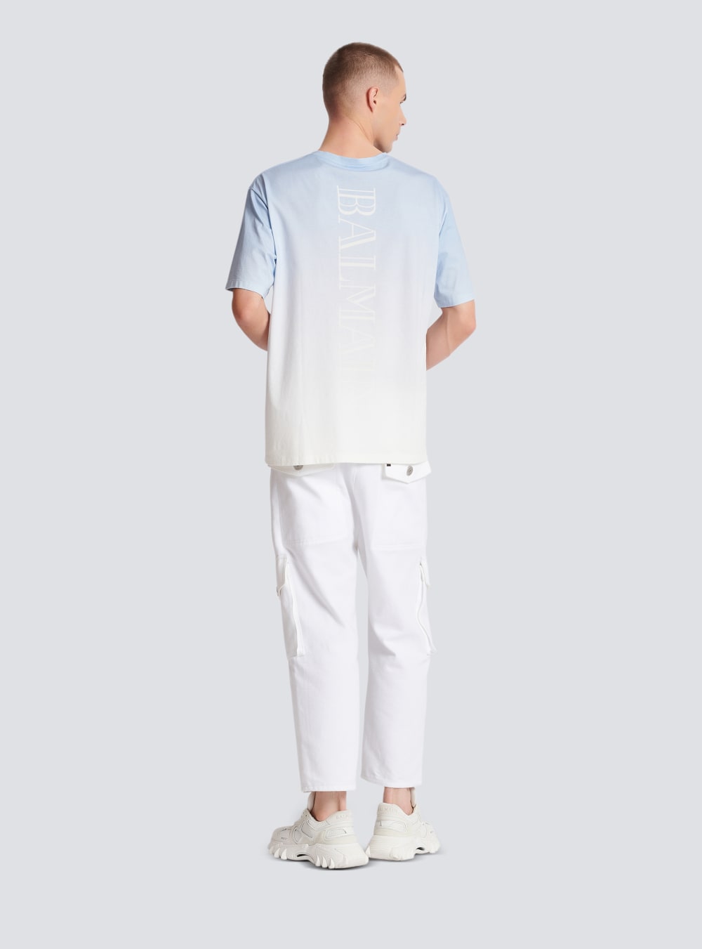 Men's Balmain Gradient With Rubber Patch T Shirts Blue | USA 5s5RGj9r