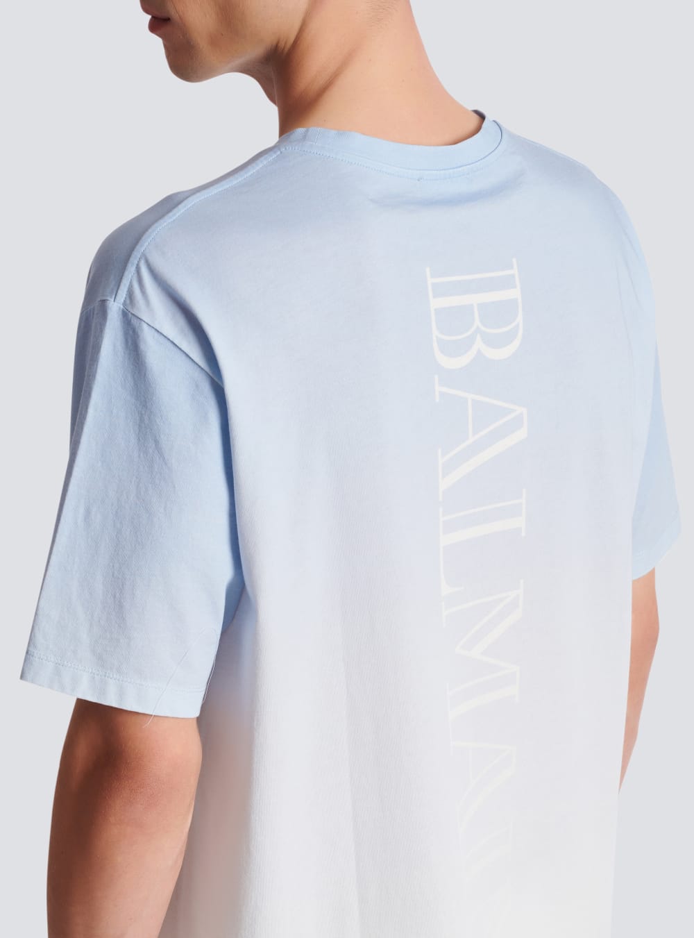 Men's Balmain Gradient With Rubber Patch T Shirts Blue | USA 5s5RGj9r