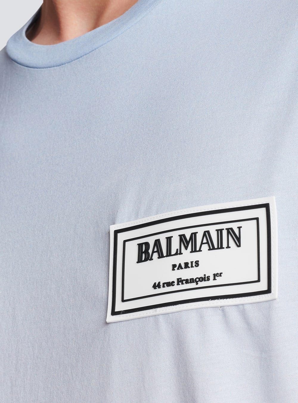 Men's Balmain Gradient With Rubber Patch T Shirts Blue | USA 5s5RGj9r