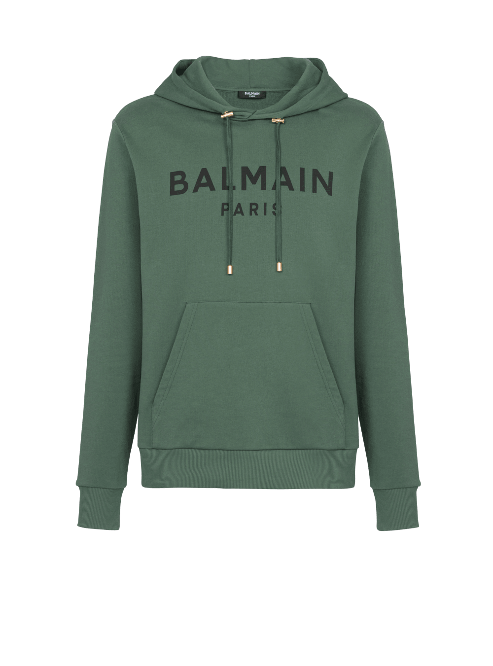 Men\'s Balmain Hooded Cotton With Paris Logo Print Sweatshirts Green | USA AyNkuGjZ