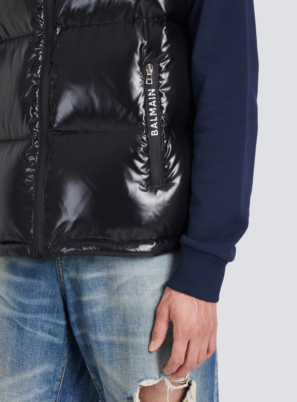 Men's Balmain Hooded Nylon Quilted Jackets Black | USA Y5iWtFDj