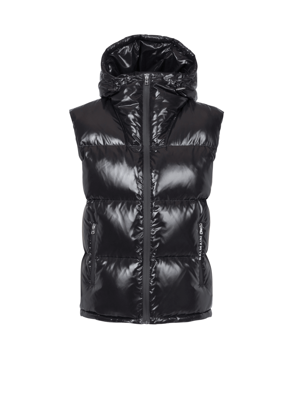 Men\'s Balmain Hooded Nylon Quilted Jackets Black | USA Y5iWtFDj