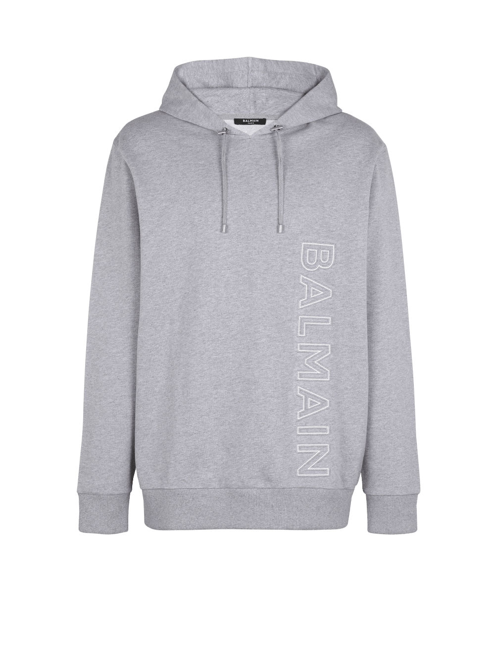 Men\'s Balmain Hoodie In Eco-responsible Cotton With Reflective Logo Sweatshirts Grey | USA 0X0faoRT