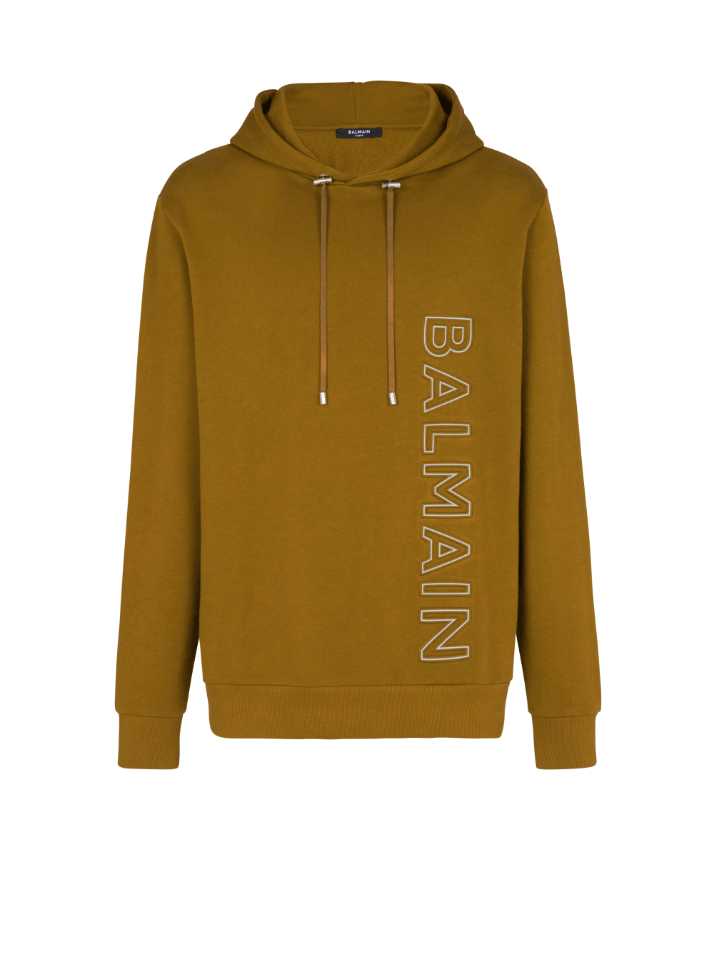 Men\'s Balmain Hoodie In Eco-responsible Cotton With Reflective Logo Sweatshirts Khaki | USA HJajOXyG