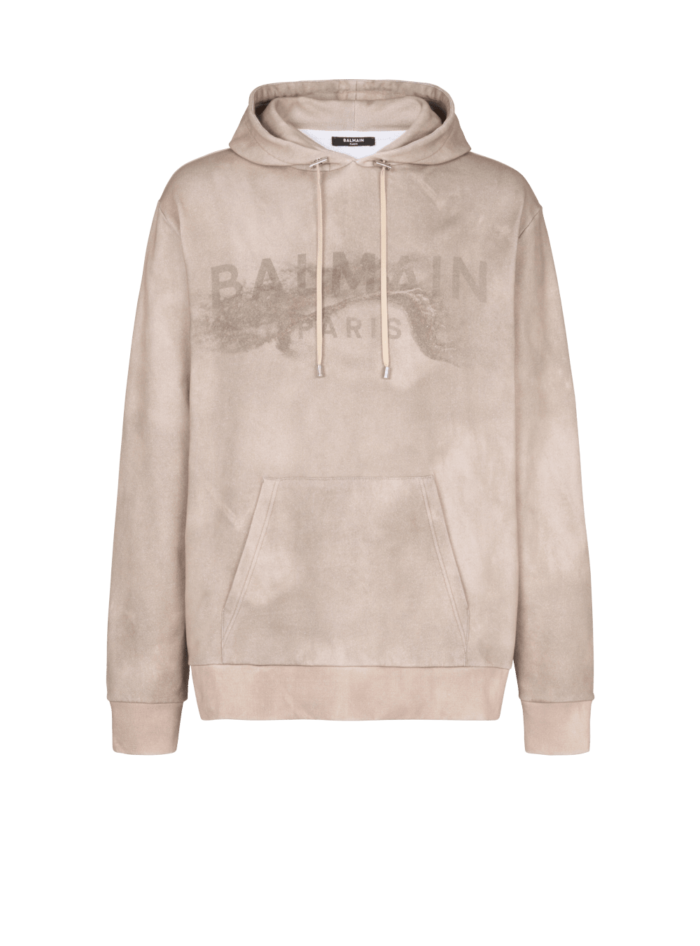 Men\'s Balmain Hoodie In Eco-responsible Cotton With Paris Desert Logo Print Sweatshirts Beige | USA WaShhqDP