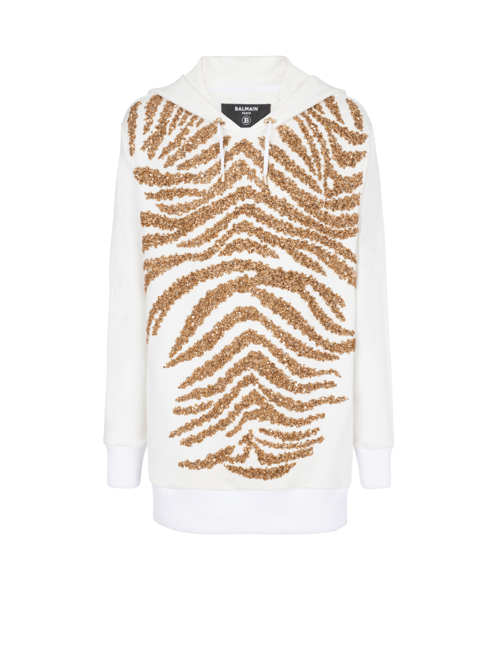 Men\'s Balmain Hoodie With Embroidered Zebra Stripes Sweatshirts Gold | USA mMNgNjTz