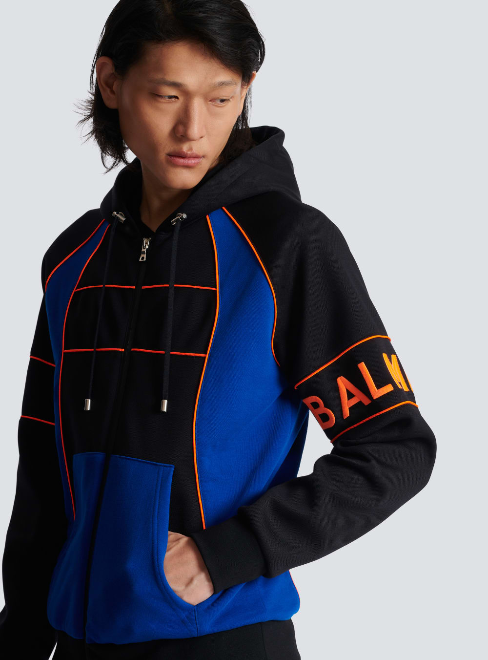 Men's Balmain Hoodie With Logo Inserts Sweatshirts Multicolor | USA 7RNVRbSH