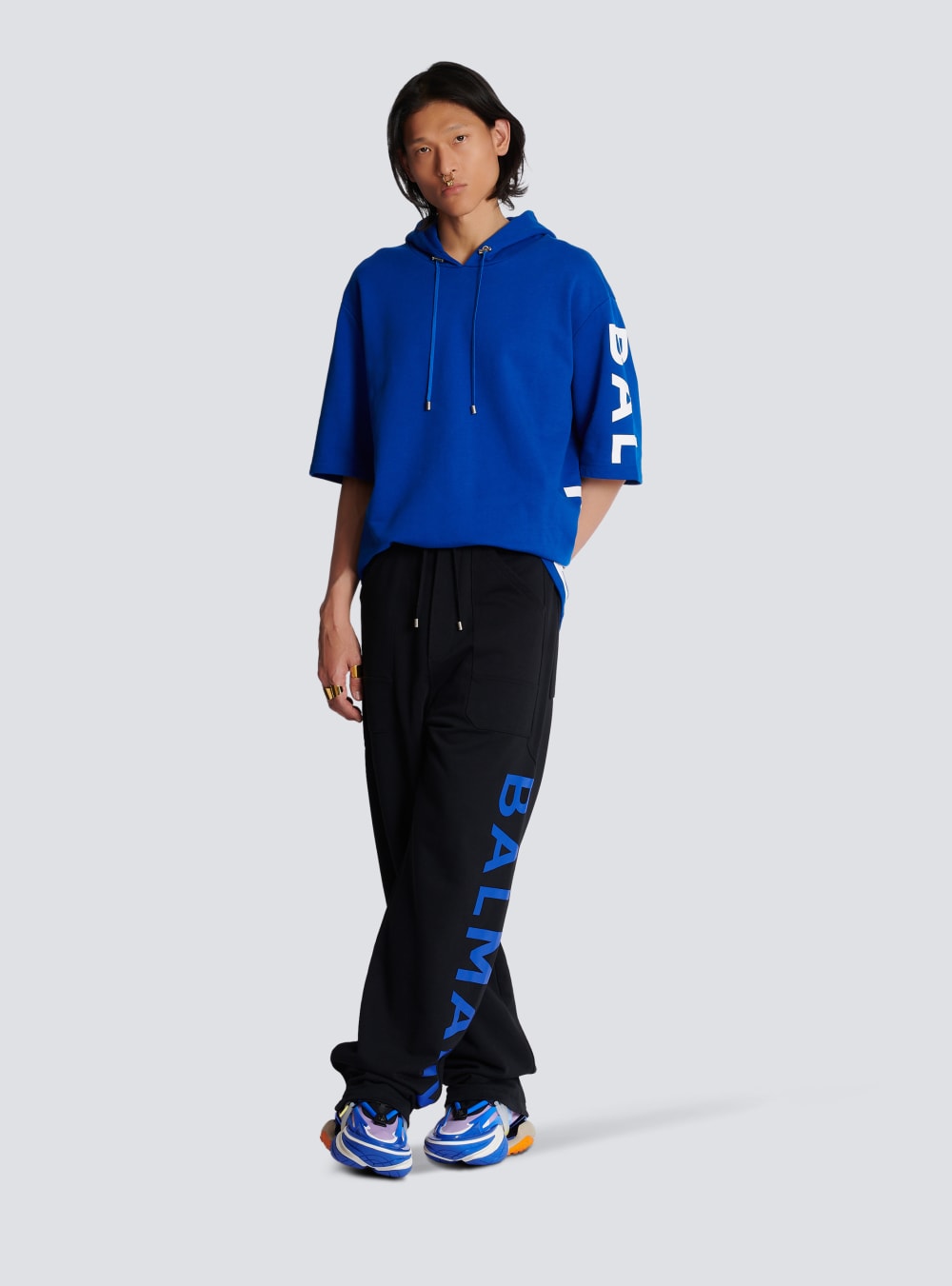 Men's Balmain Jogging In Eco-responsible Cotton With Logo Trousers Black | USA fS8JtCob