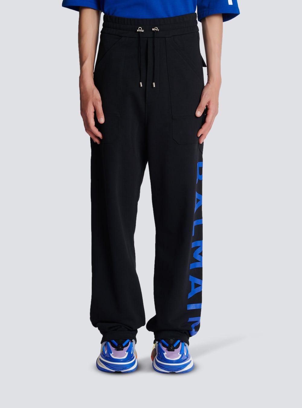 Men's Balmain Jogging In Eco-responsible Cotton With Logo Trousers Black | USA fS8JtCob