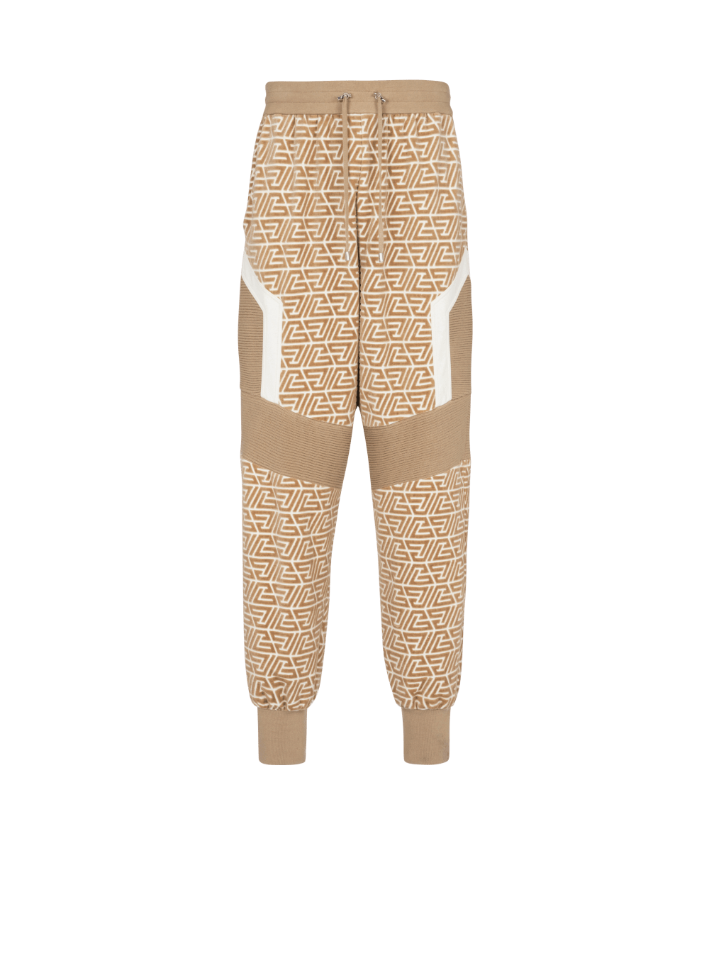 Men\'s Balmain Jogging With Printed Pyramid Monogram Trousers Beige | USA ASpJfris