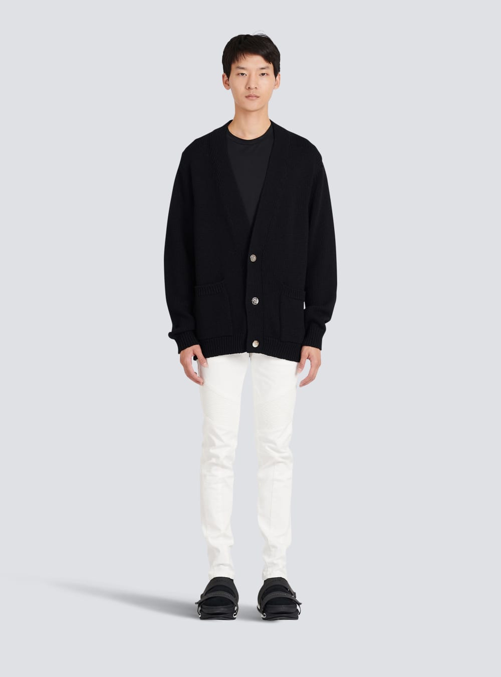 Men's Balmain Knit With Logo Cardigan Black | USA 90da3f8y