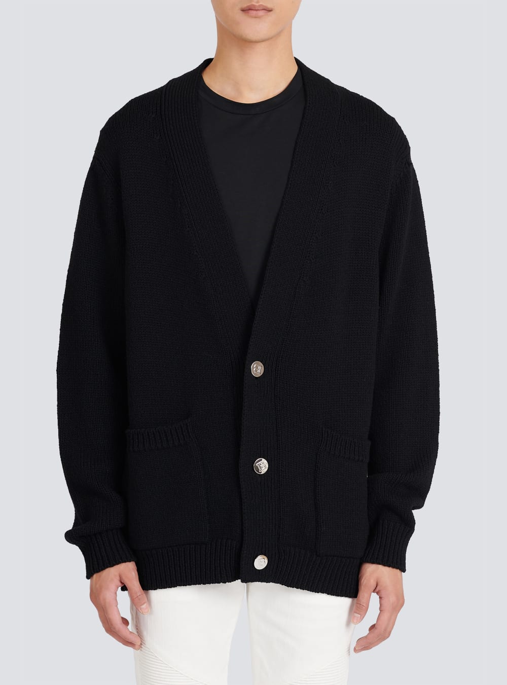 Men's Balmain Knit With Logo Cardigan Black | USA 90da3f8y