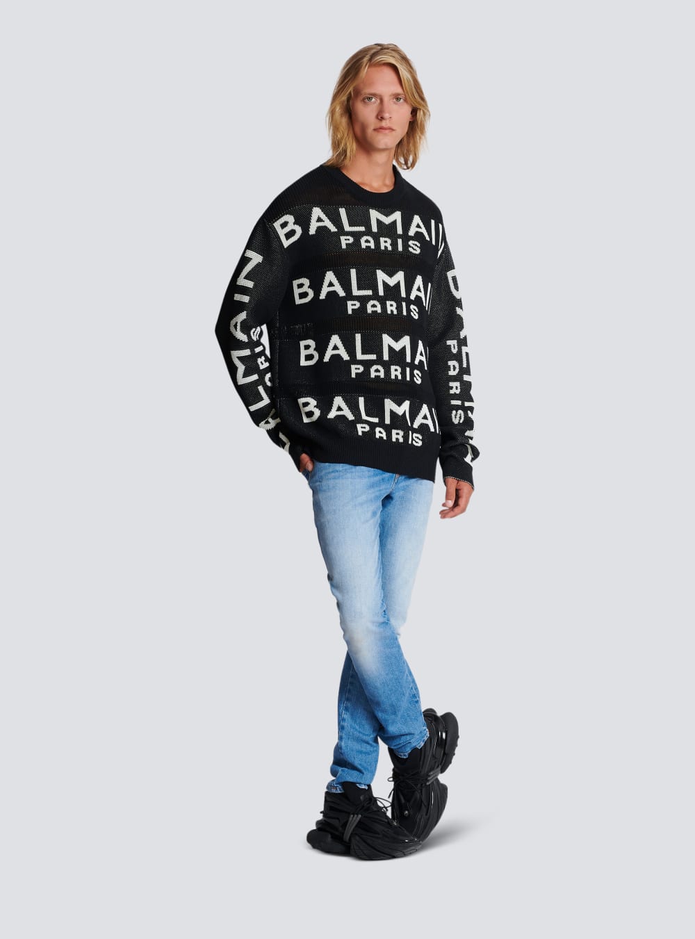 Men's Balmain Knit With Logo Jumpers Black | USA SYiXB6qS