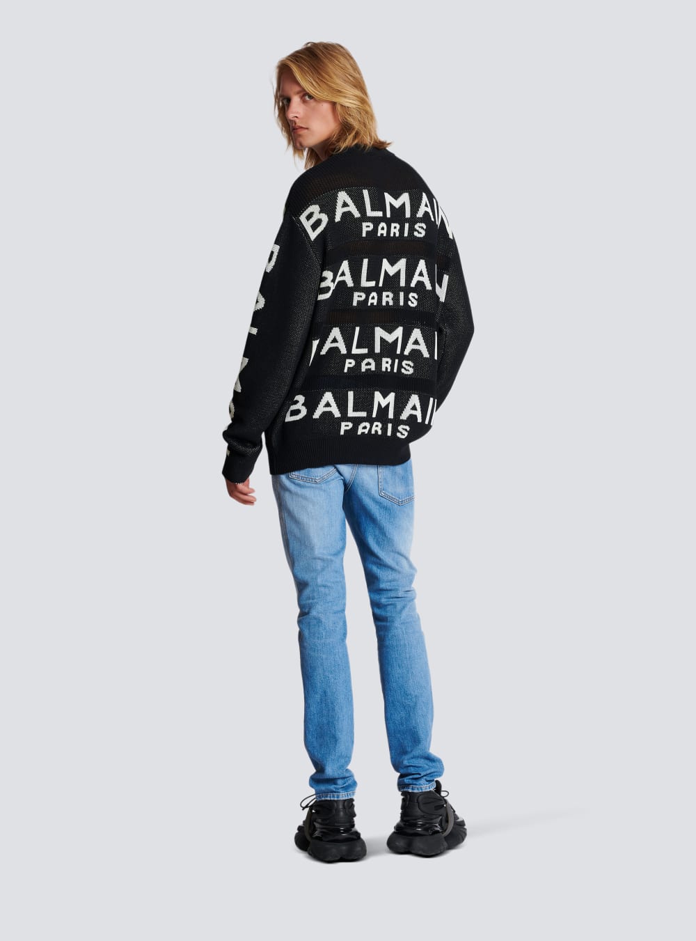 Men's Balmain Knit With Logo Jumpers Black | USA SYiXB6qS