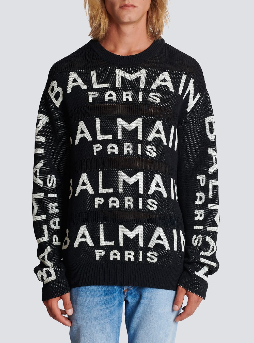 Men's Balmain Knit With Logo Jumpers Black | USA SYiXB6qS