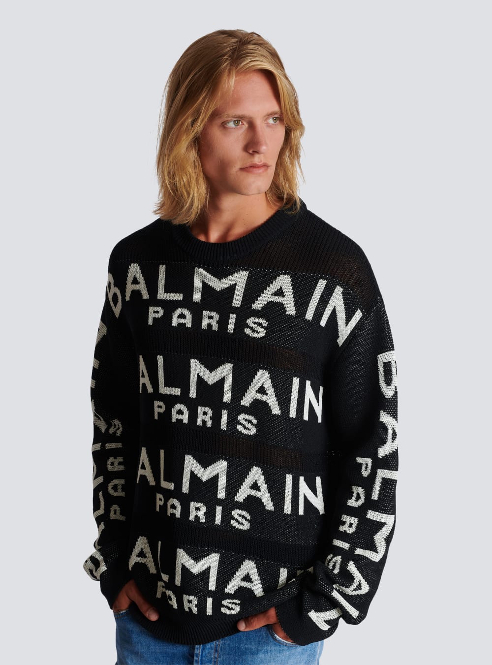 Men's Balmain Knit With Logo Jumpers Black | USA SYiXB6qS