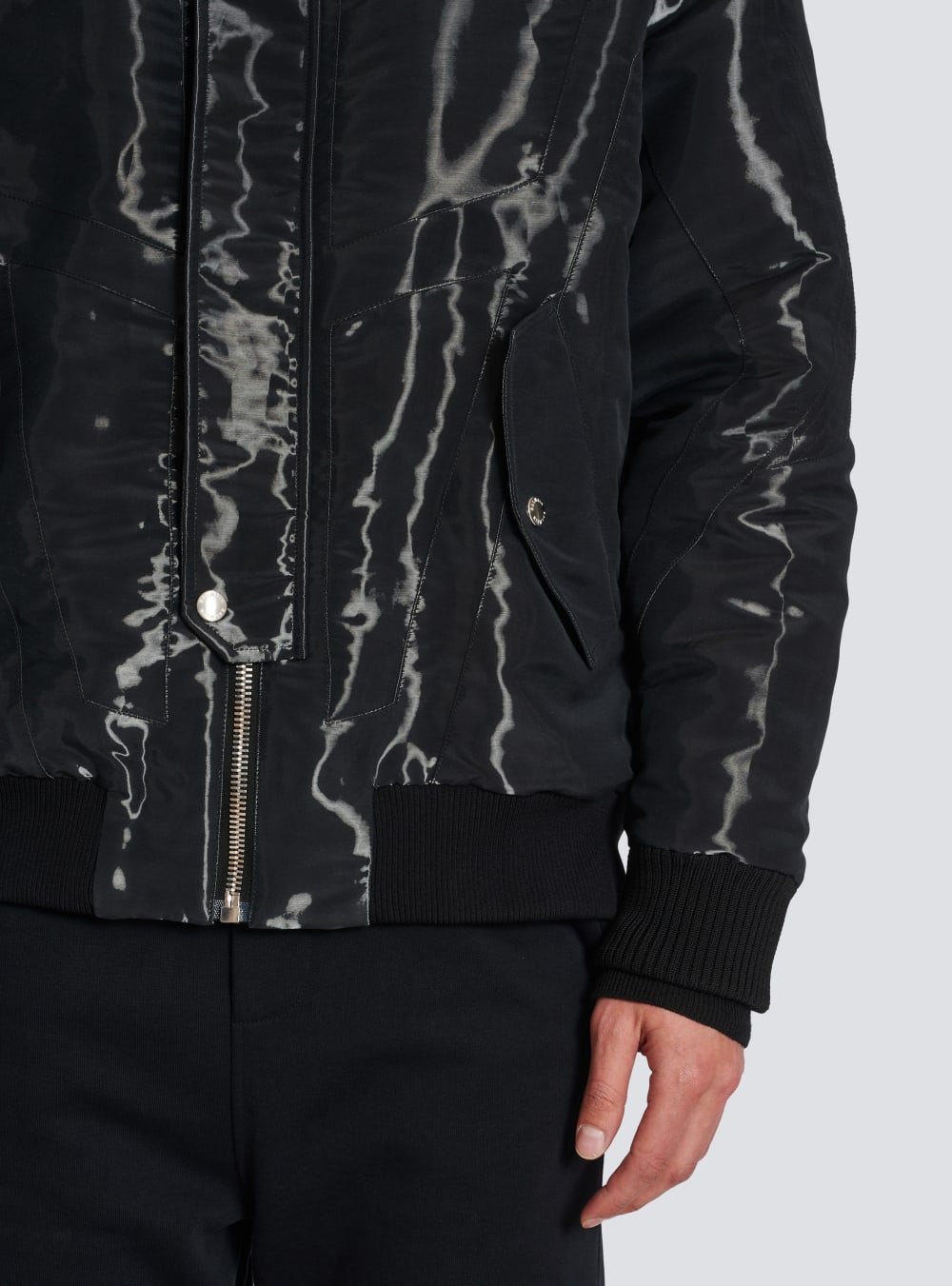 Men's Balmain Laminated Bomber Jackets Black | USA CaXmBMWz