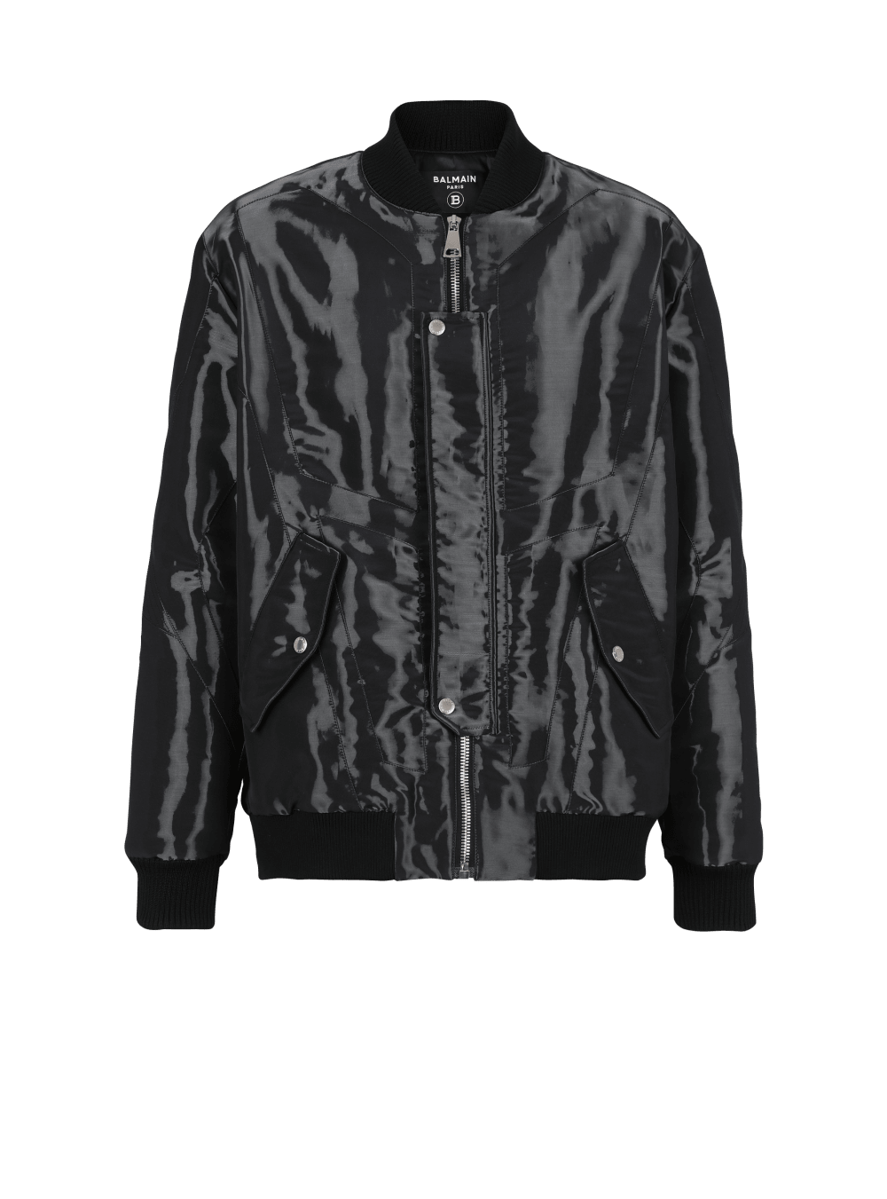 Men\'s Balmain Laminated Bomber Jackets Black | USA CaXmBMWz