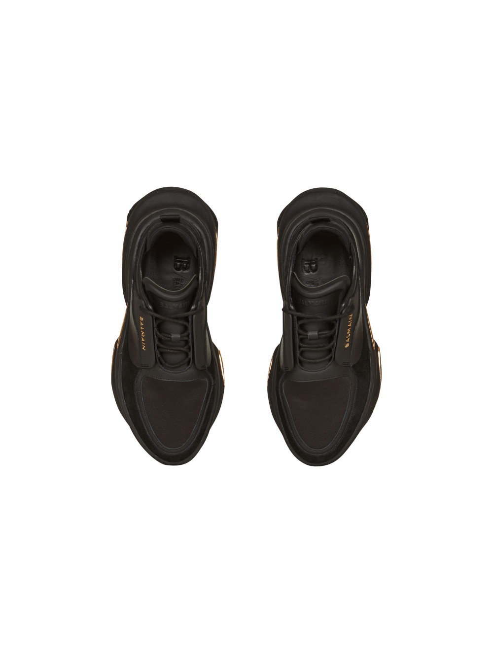 Men's Balmain Leather And Suede B-Bold Low-top Sneakers Black | USA 4NVNfUFN