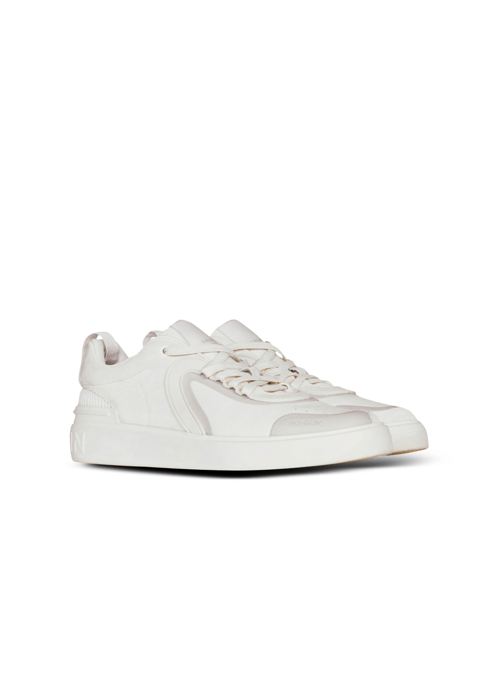 Men's Balmain Leather And Suede B-Skate Sneakers White | USA l5uj8WTU