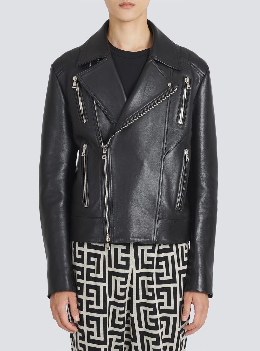 Men's Balmain Leather Biker Jackets Black | USA Pe5AXwb1