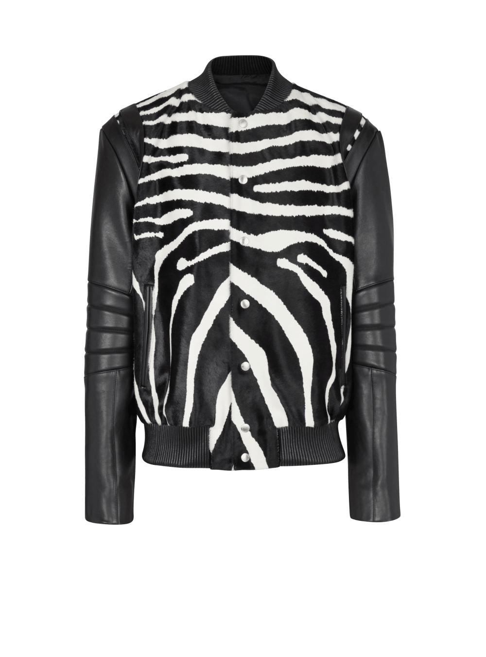 Men\'s Balmain Leather Bomber With Zebra Motif Jackets Black | USA PyXpi8uu