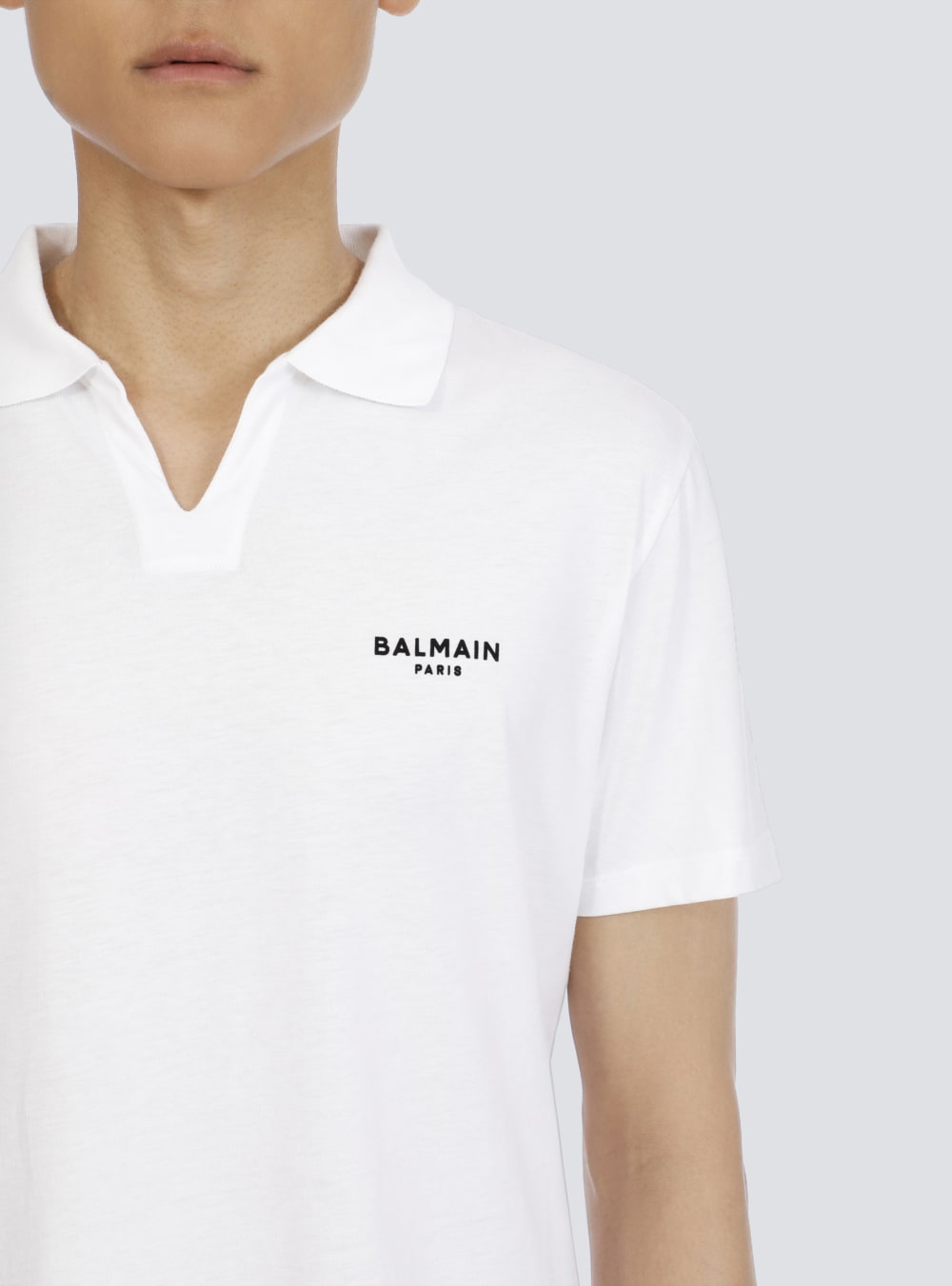 Men's Balmain Logo Polo In Eco-responsible Cotton Shirts White | USA z1Il1Jjw