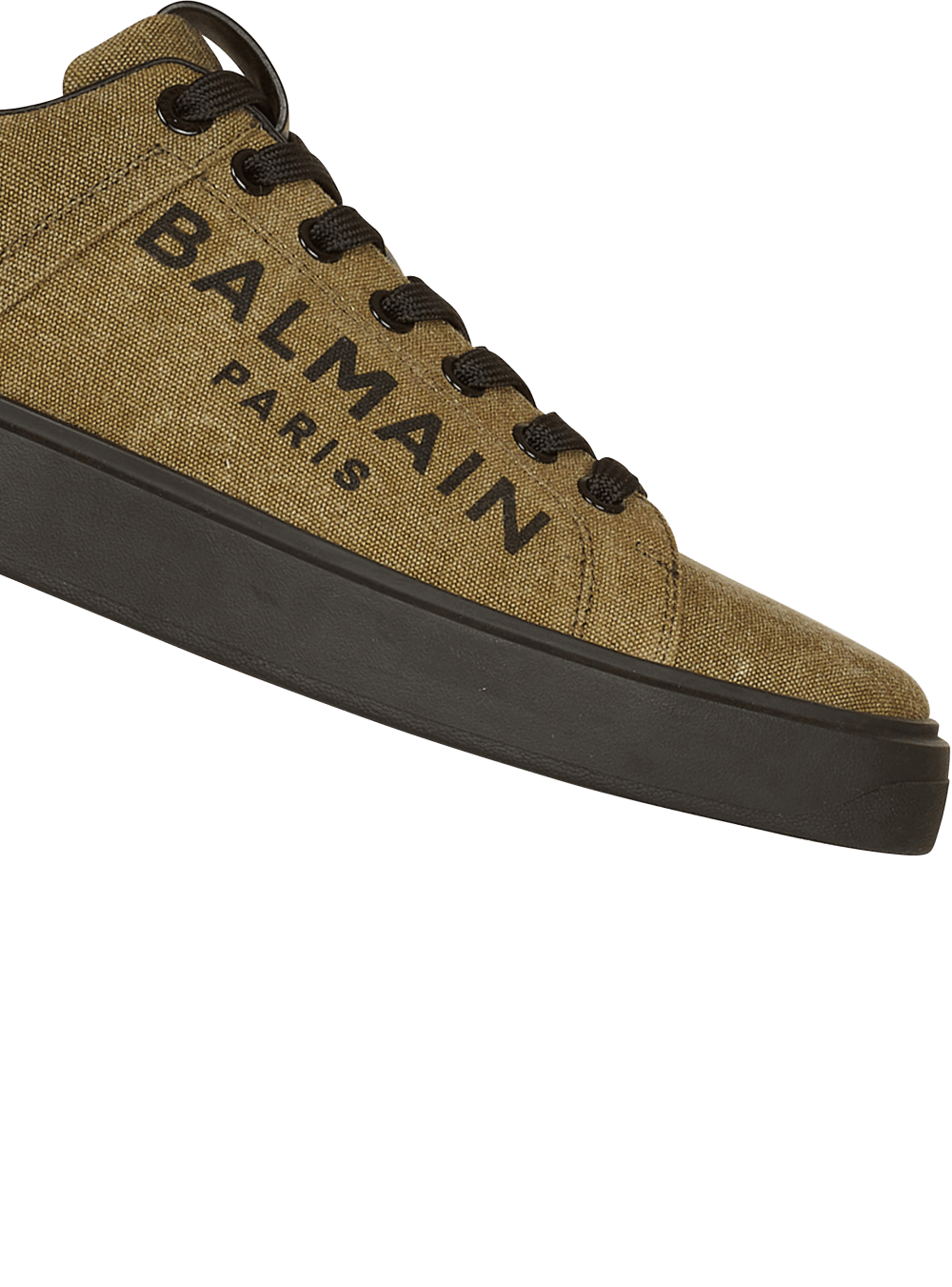 Men's Balmain Logo Print Canvas B-Court Sneakers Khaki | USA h82qpzXi