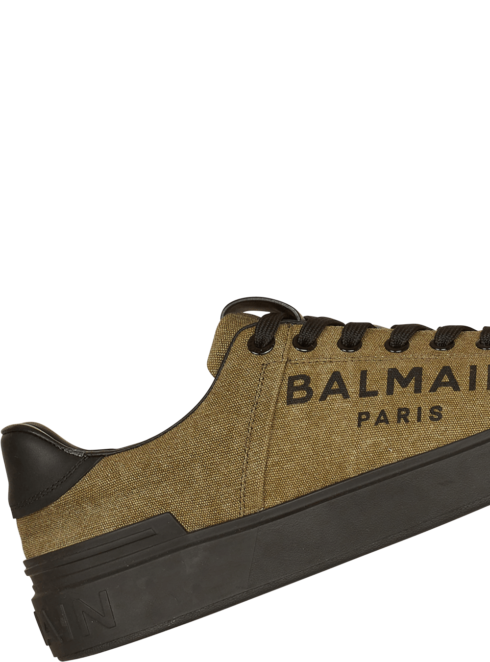 Men's Balmain Logo Print Canvas B-Court Sneakers Khaki | USA h82qpzXi