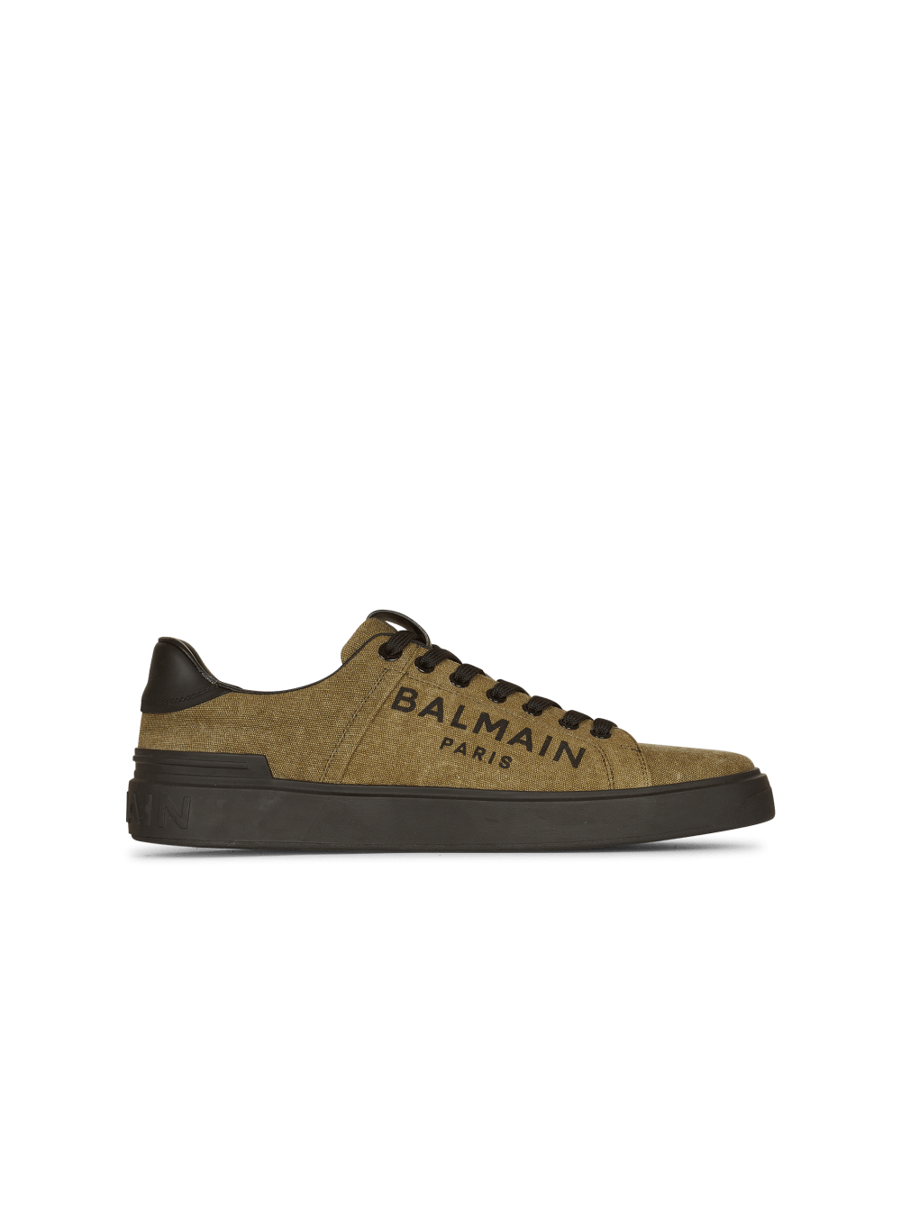 Men\'s Balmain Logo Print Canvas B-Court Sneakers Khaki | USA h82qpzXi